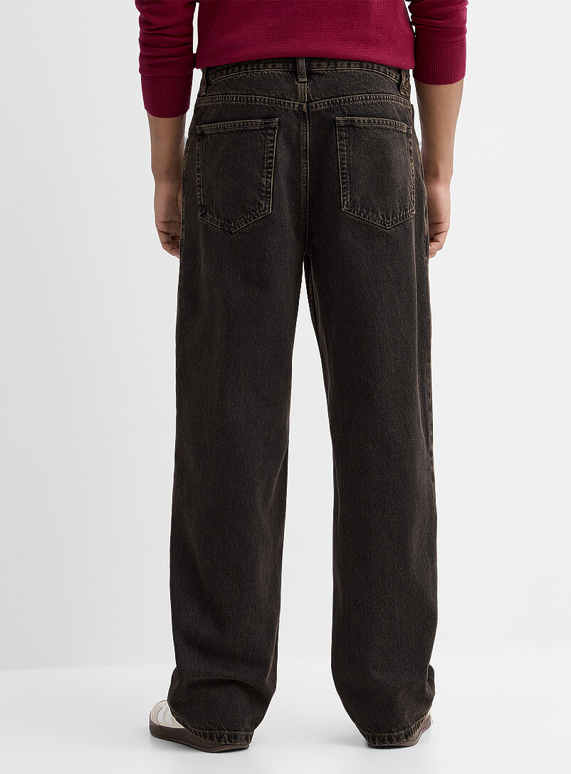 Le 31: Le jean noir effet poussi&eacute;reux <b>Coupe Bristol - Ample</b> Brun fonc&eacute; pour homme