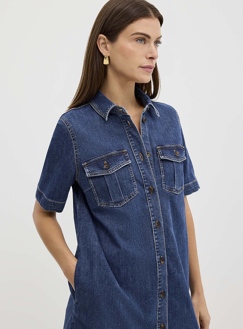 Contemporaine: La robe chemise denim droite Bleu pour femme