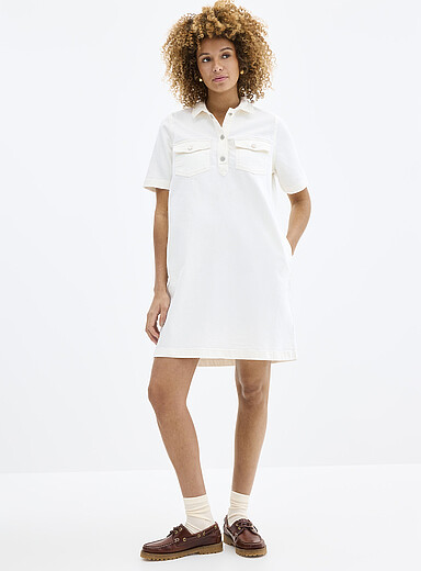 Le robe denim blanc col polo