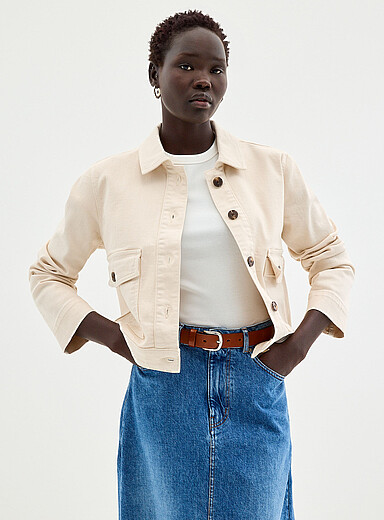 Coloured denim cropped blazer