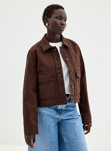 Coloured denim cropped blazer