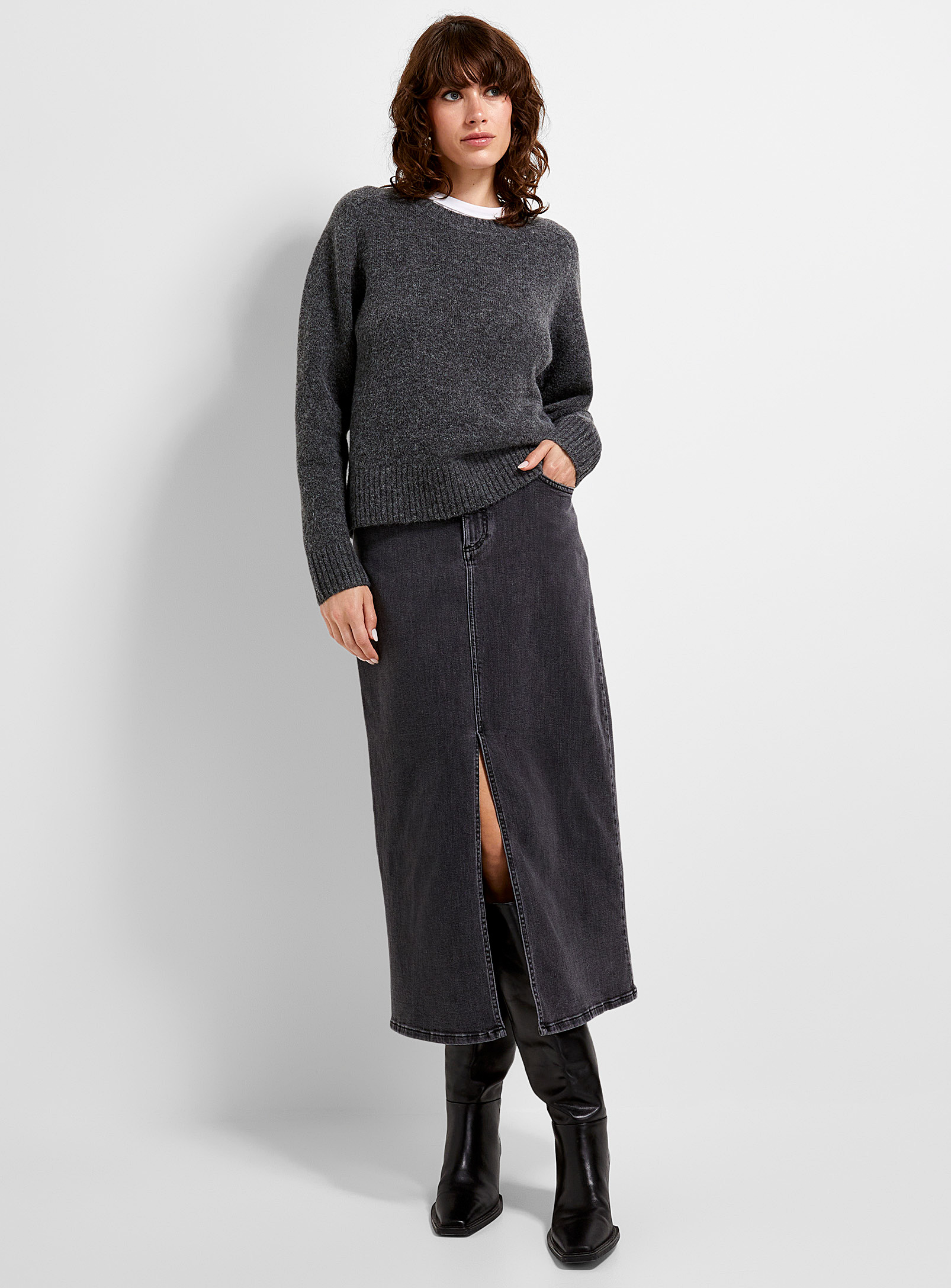 Contemporaine - Women's Faded grey denim skirt