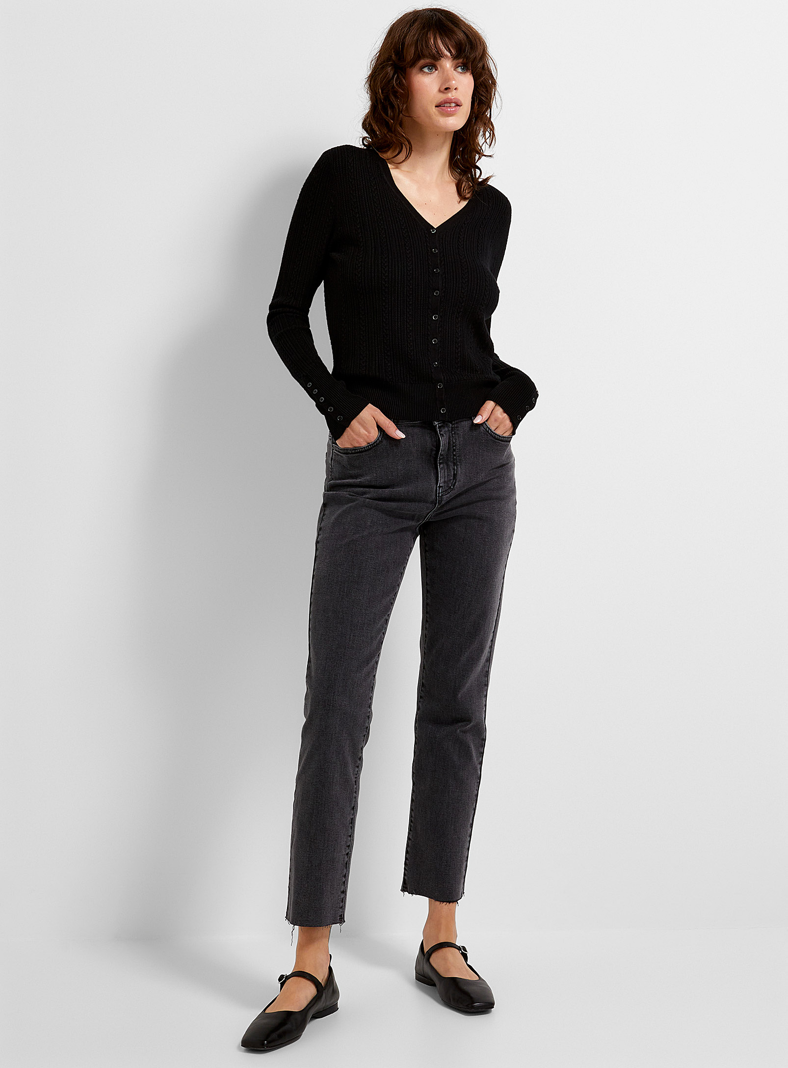 Contemporaine - Women's Faded-grey slim-fit jean