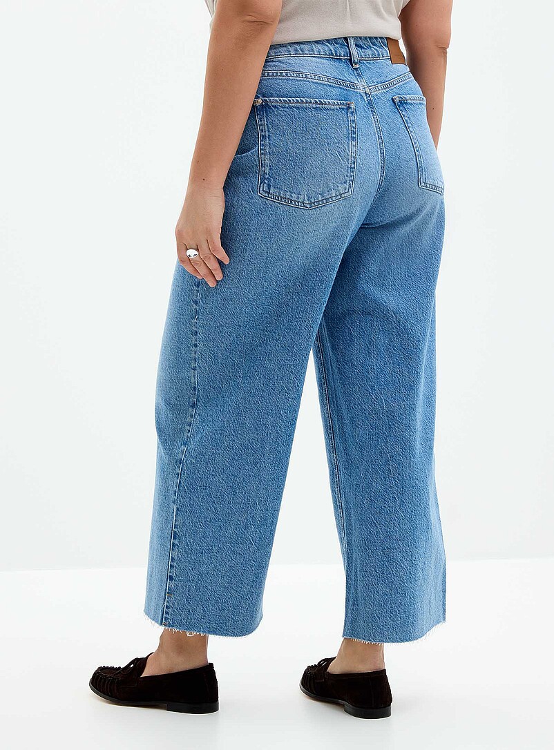 Raw hem ankle jean Fit: Wide leg, high rise product image 3