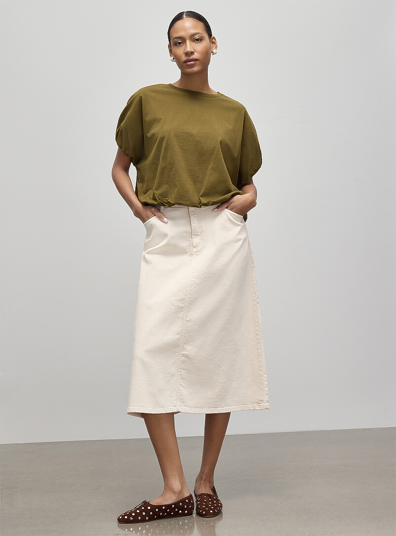 Coloured Denim A-Line Skirt