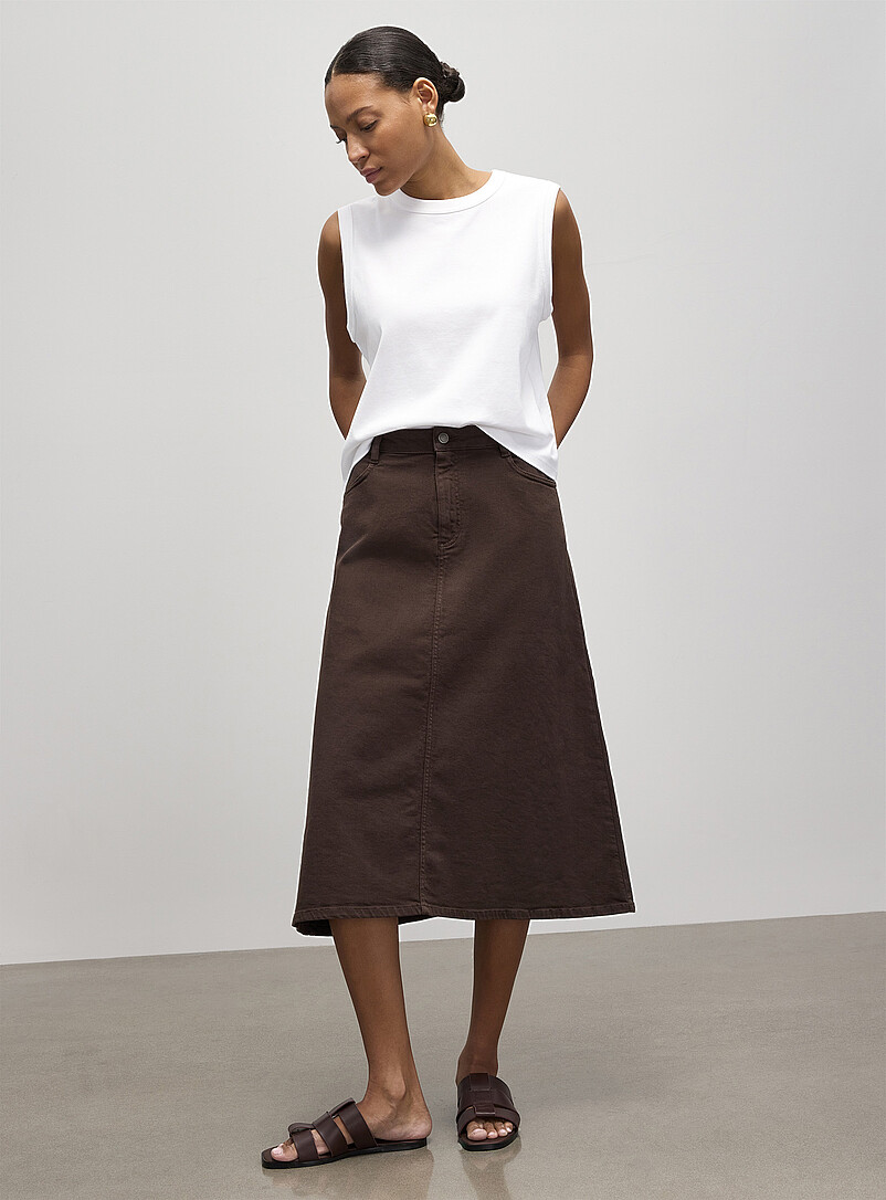 Coloured Denim A-Line Skirt