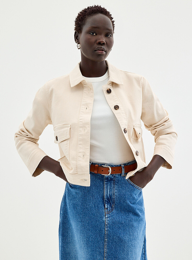 Coloured Cropped Denim Jacket