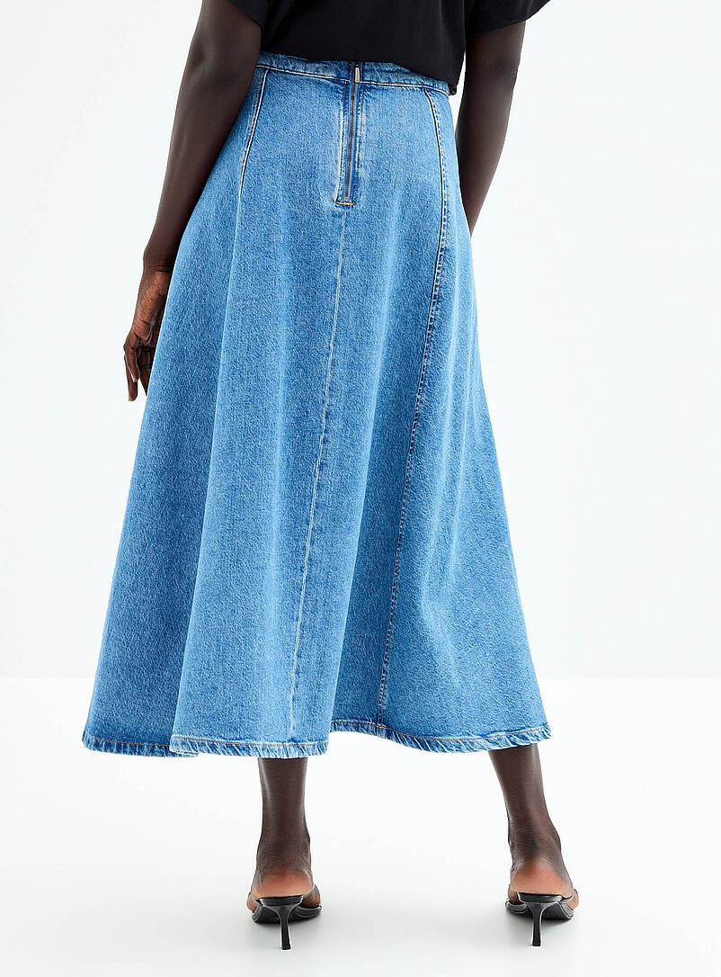 Vertical cutouts denim midi skirt product image 3