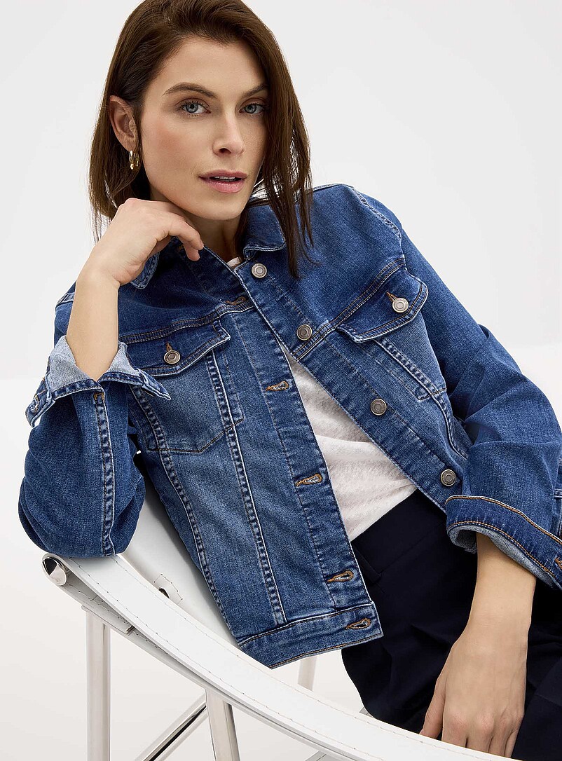 Stretch Denim Fitted Jacket