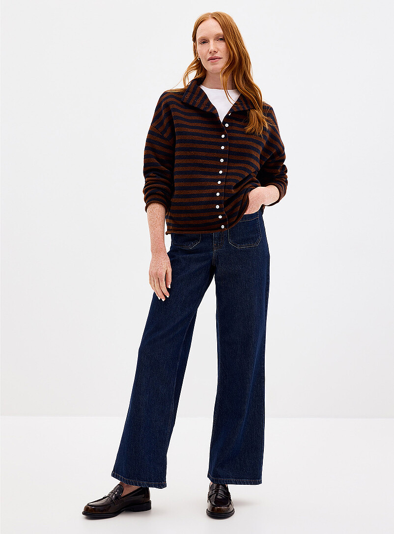 Deep-indigo patch-pocket jean Fit: Wide leg, high rise product image (primary)