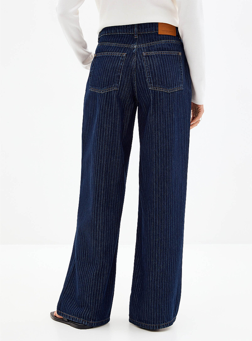 Banker-stripe pure cotton jean Fit: Wide leg, mid rise product image 3