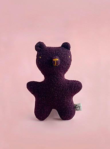 Plum wool stuffed bear