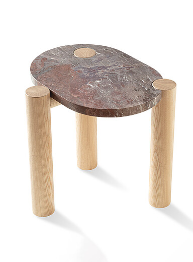 Cascapedia oblong marble geo side table