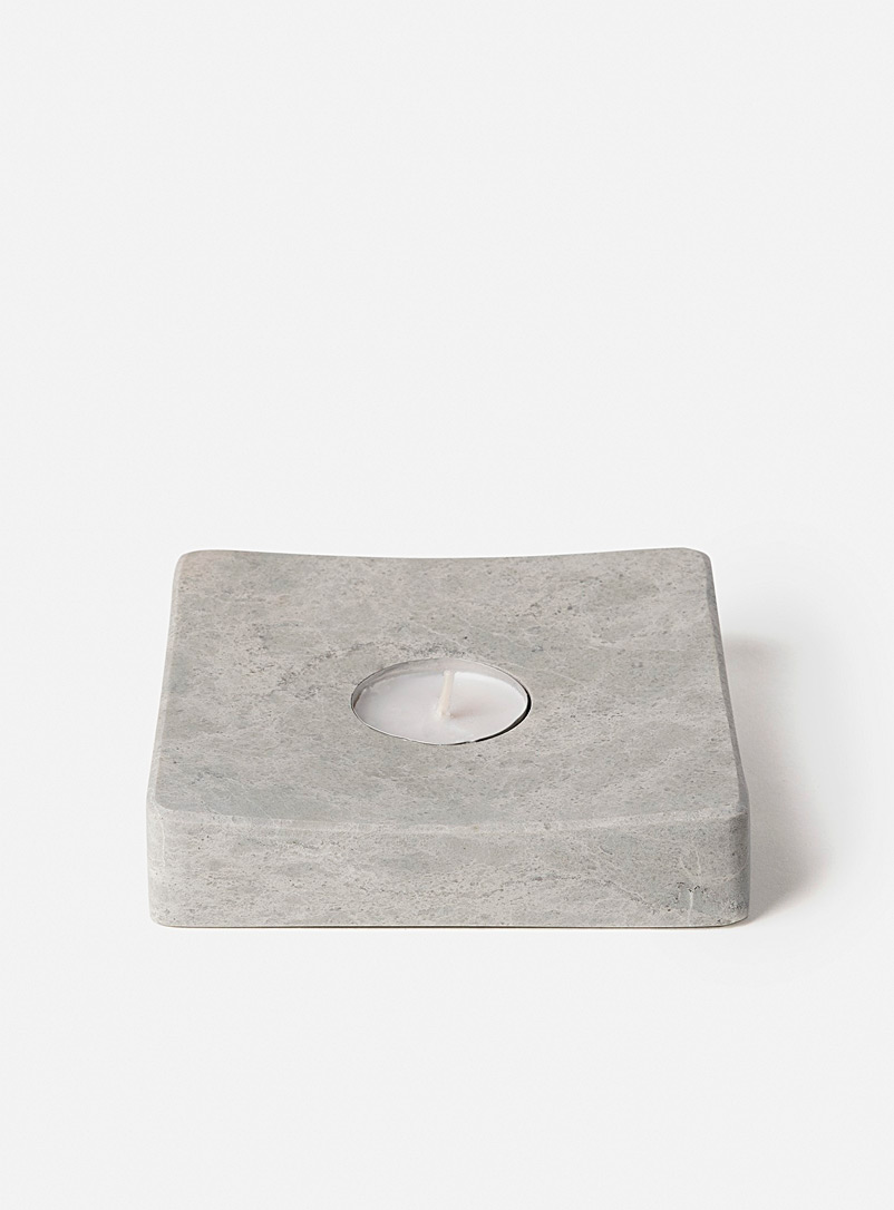 Atelier Bussière Grey Marble square candle holder