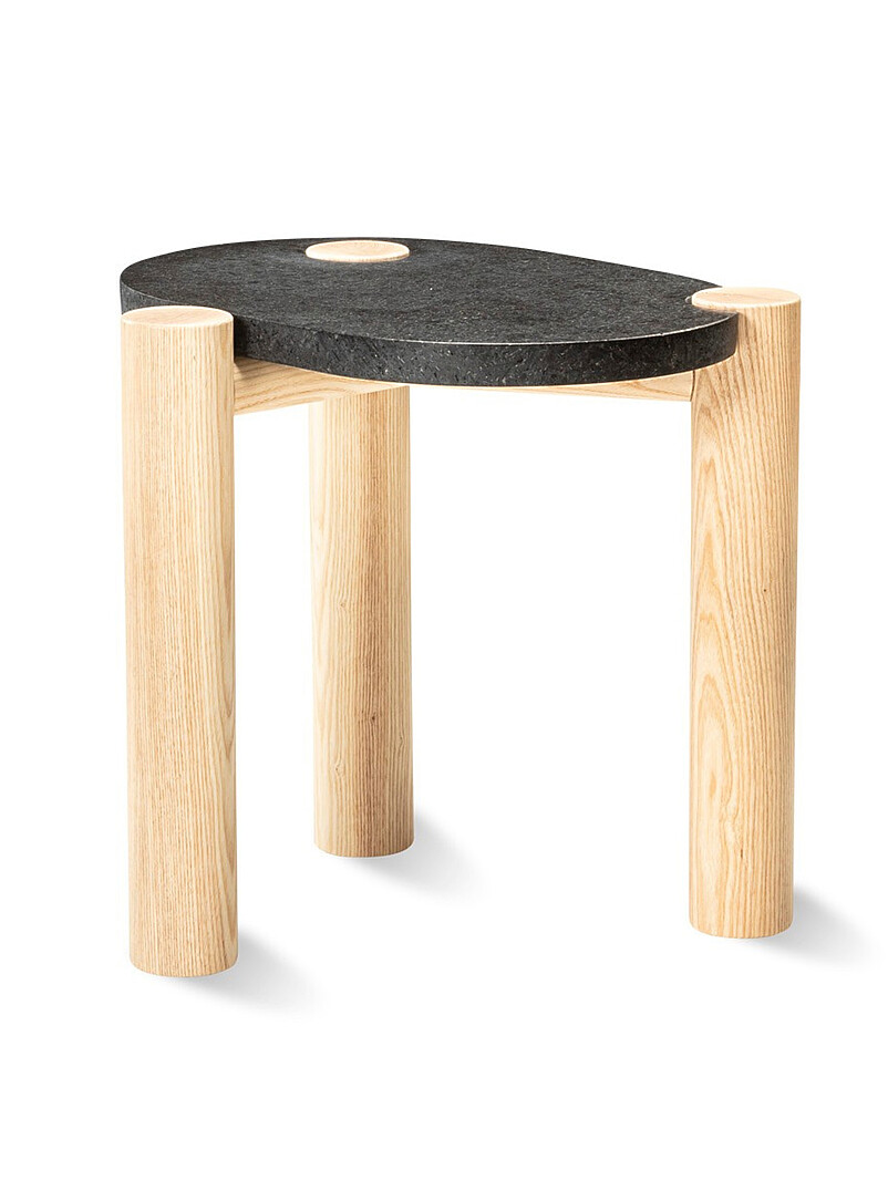 Oblong black granite geo side table product image 2