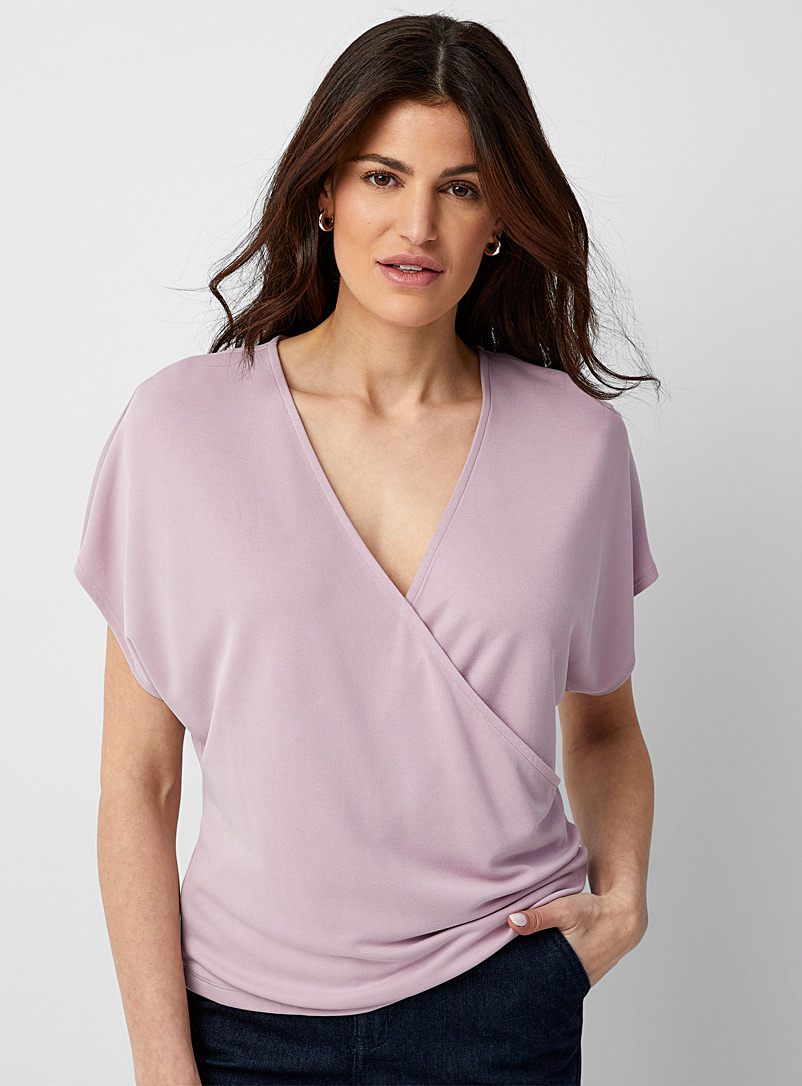 Contemporaine Lilacs Crossover neckline piqué T-shirt for women