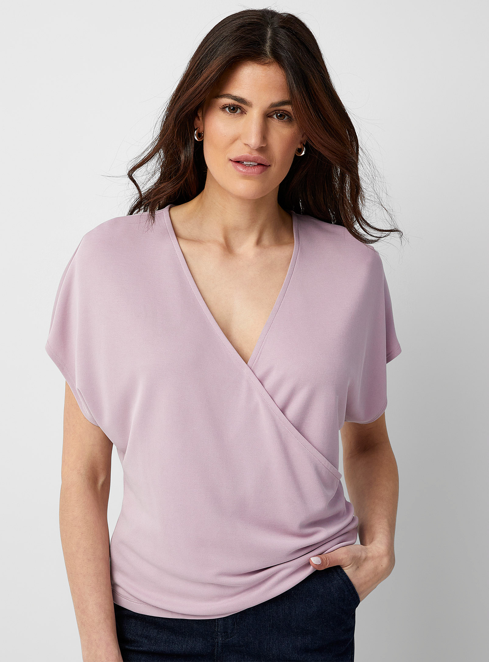 Contemporaine - Women's Crossover neckline piqué T-shirt