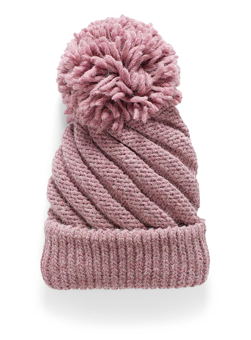 Simons Pink Diagonal band braided tuque for women