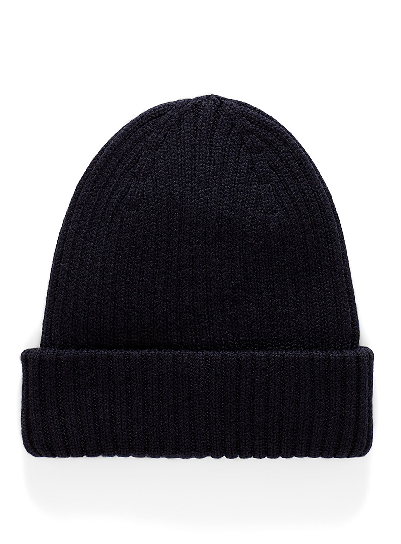 Le 31 Marine Blue Pure wool ribbed tuque for men