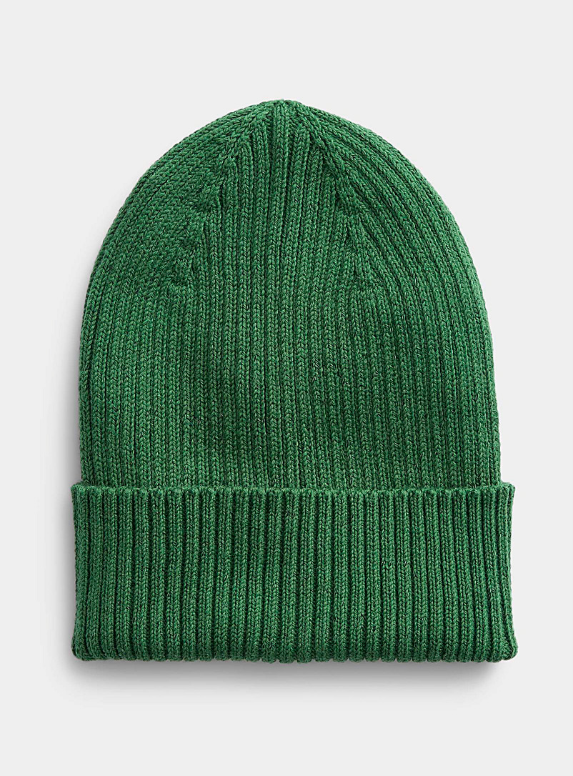 Le 31 Green Stretch cotton ribbed tuque for men