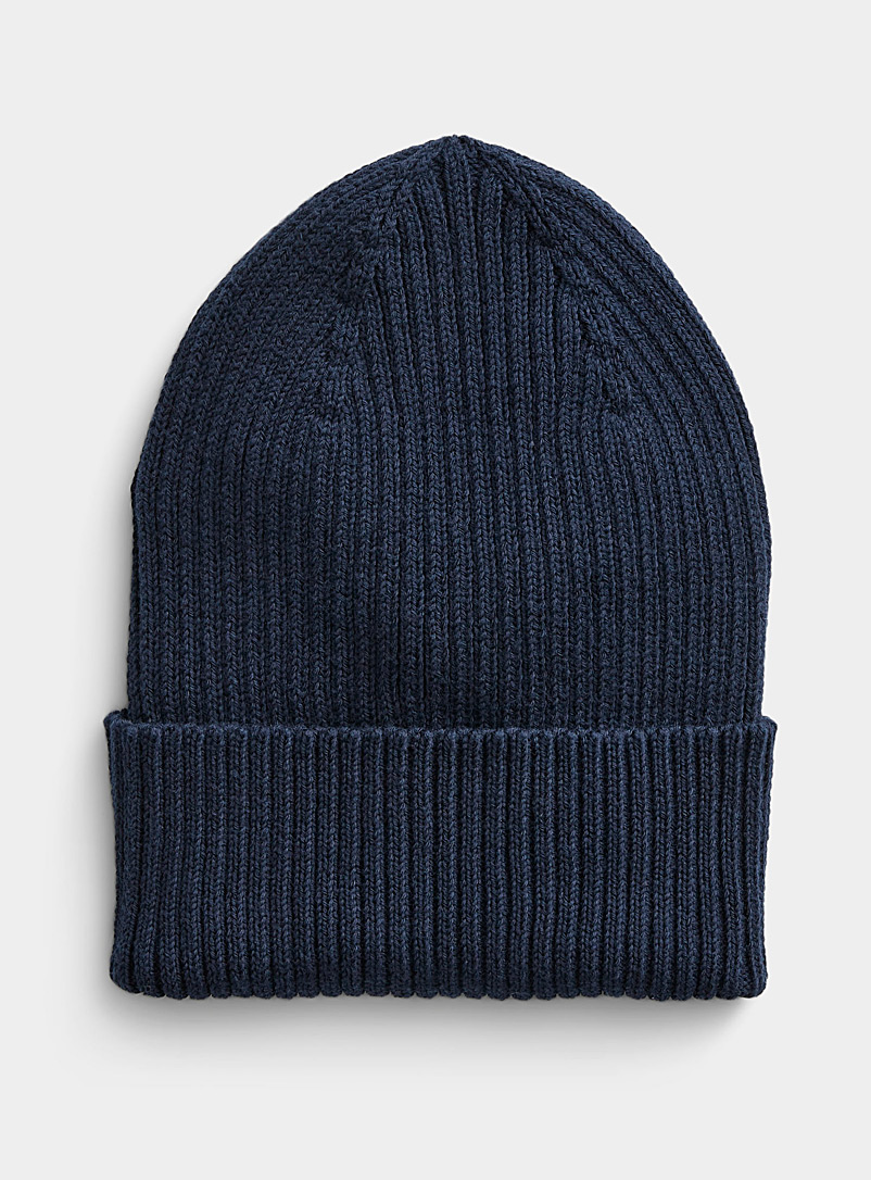 Le 31 Marine Blue Stretch cotton ribbed tuque for men