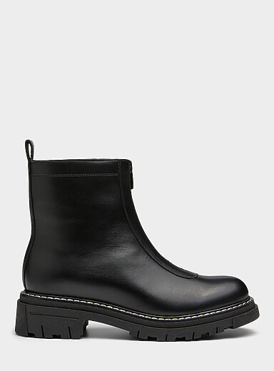 La Canadienne: La botte cuir doublure mouton Delta <b>Faite en Italie</b> Femme Noir pour femme
