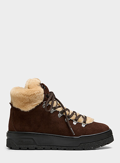La Canadienne Brown Expert shearling collar suede winter boots Women for women