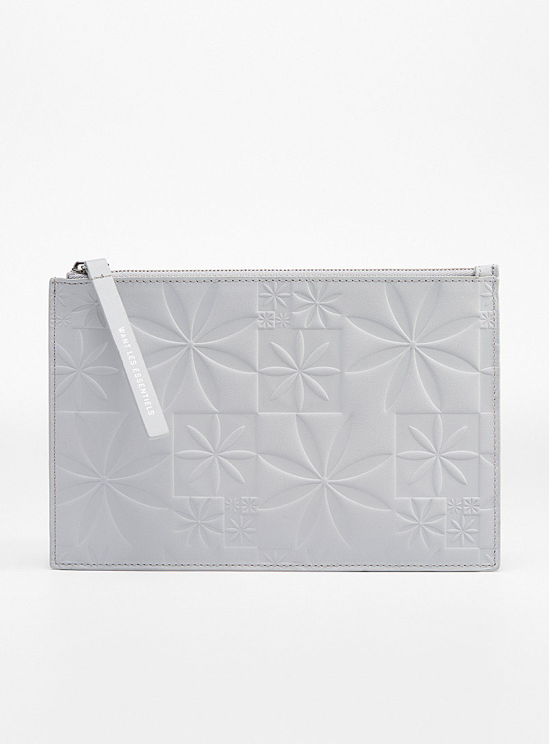 WANT Les Essentiels Silver Lawrence embossed-flower recycled pouch for women