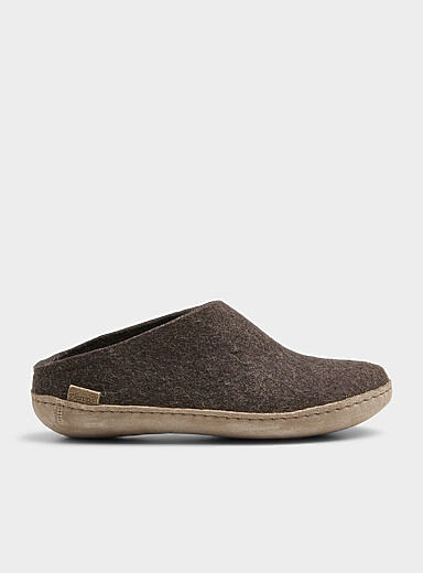Glerups: La pantoufle mule pure laine Femme Brun pour femme