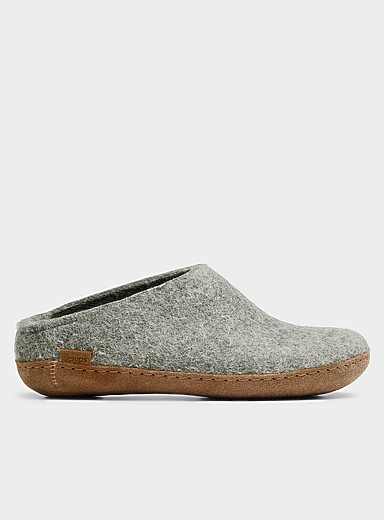 Glerups Grey-Green Pure wool mule slippers Women for women