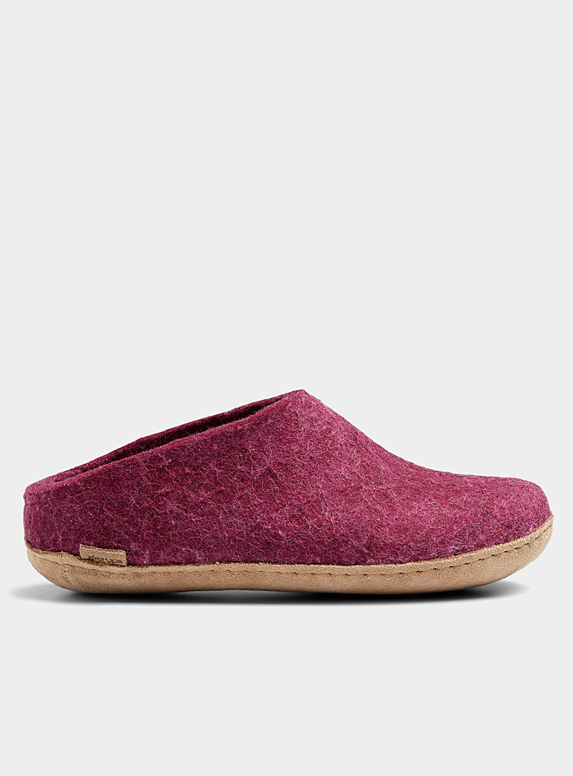 Glerups Medium Pink Pure wool mule slippers for women