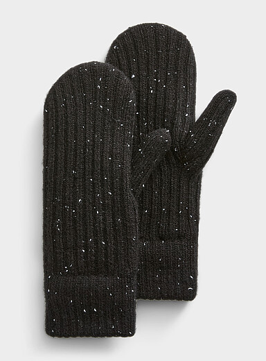 Plush interior rib-knit mittens | Simons | Shop Women's Mittens Online ...