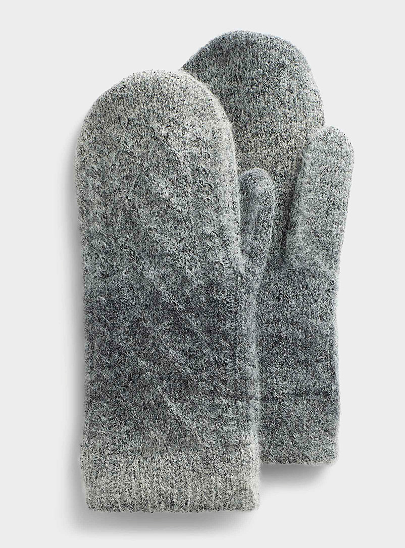 Simons Patterned Black Ombré knit mitten for women