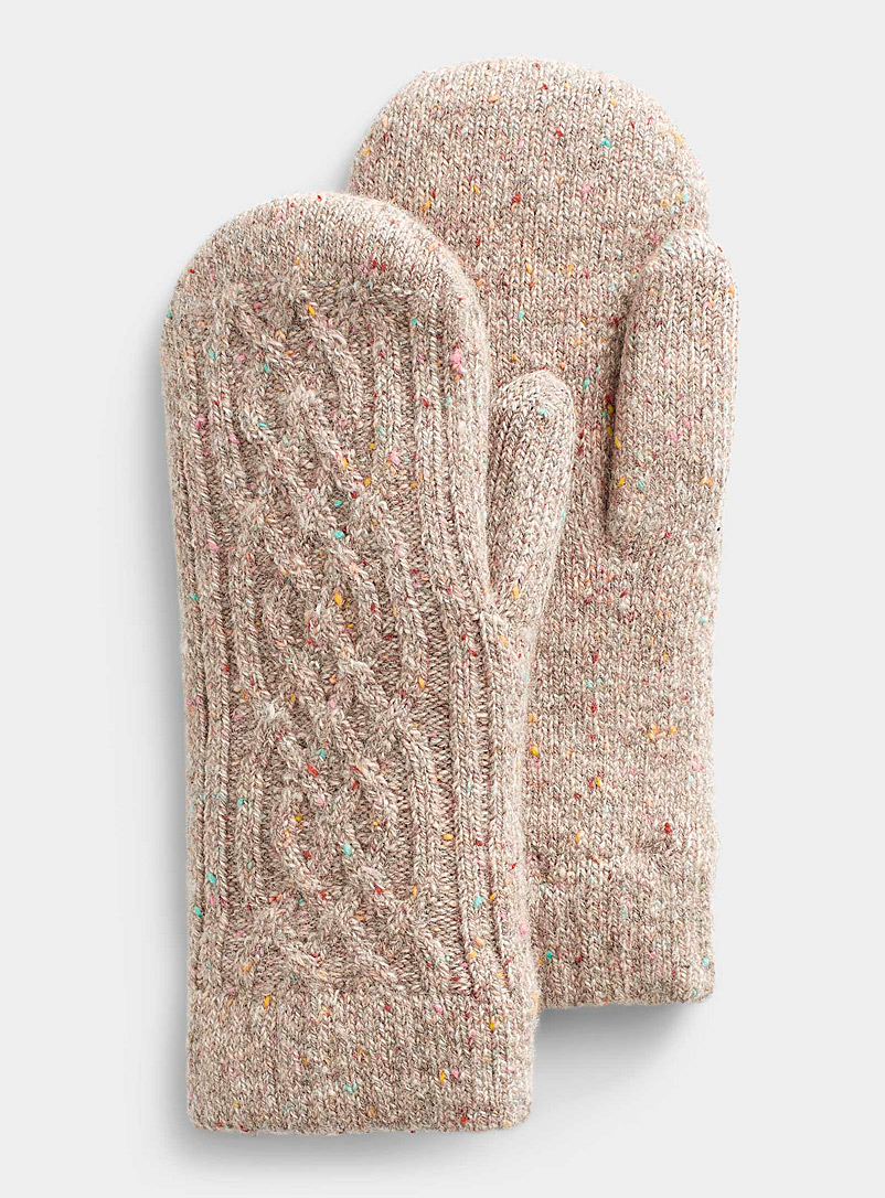 Simons Honey Flecked knit mitten for women