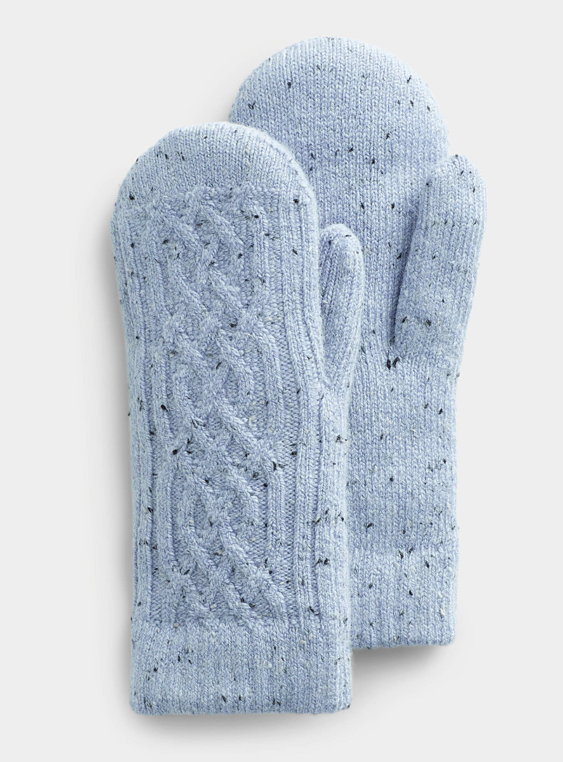 Simons Baby Blue Flecked knit mitten for women