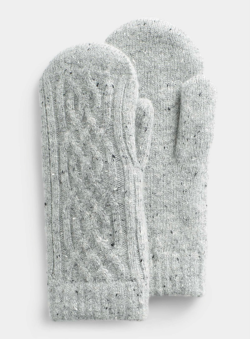 Simons Silver Flecked knit mitten for women