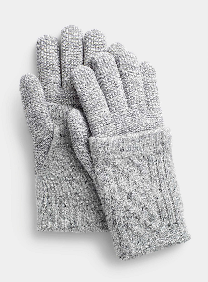 Simons Silver Cable-knit wrist-warmer glove for women