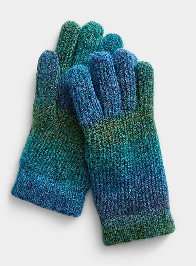 Plush-lined multicolour gloves