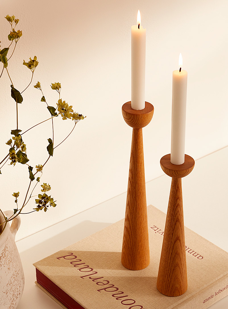 La Fabrique Déco Oak Victoria candlestick set With candles