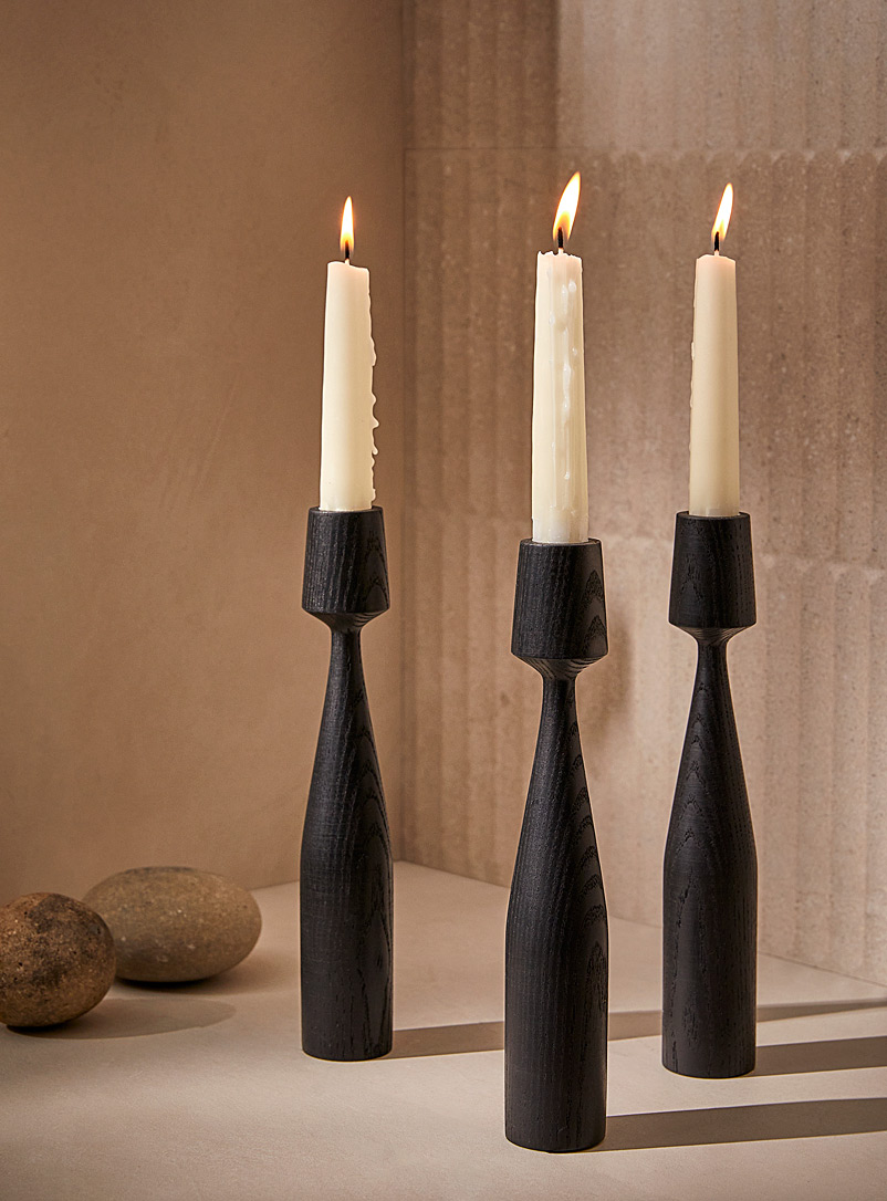 La Fabrique Déco Black ash  Albert ash candlestick set With candles