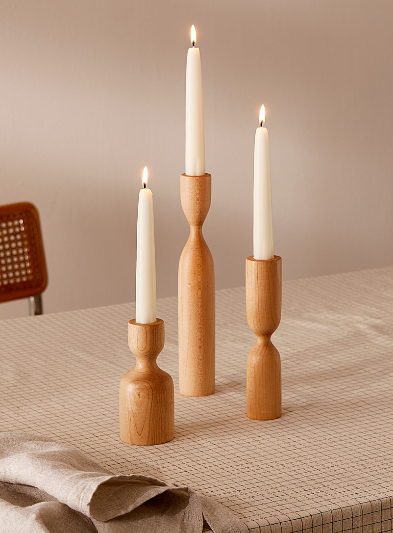 La Fabrique D&eacute;co Assorted Scandinavian maple candlestick set (3) With candles