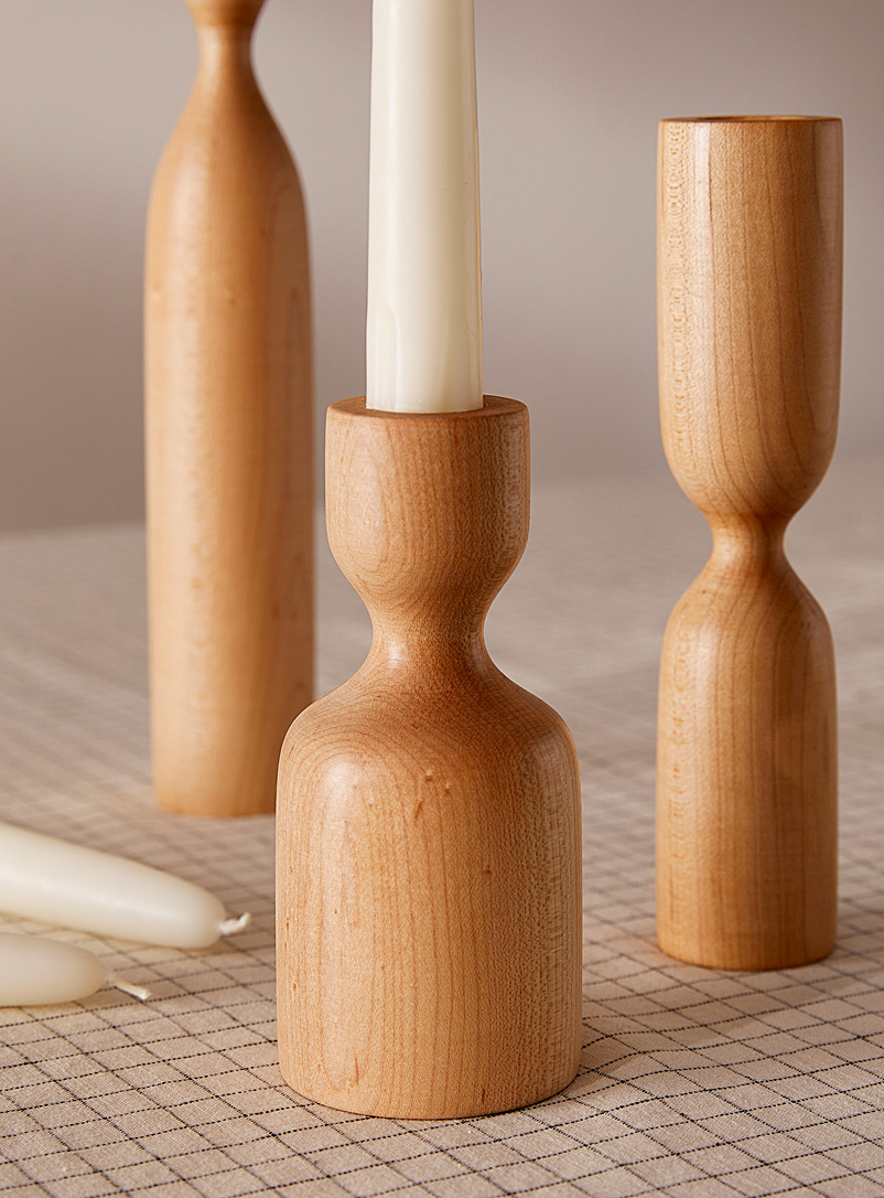 La Fabrique D&eacute;co Assorted Scandinavian maple candlestick set (3) With candles