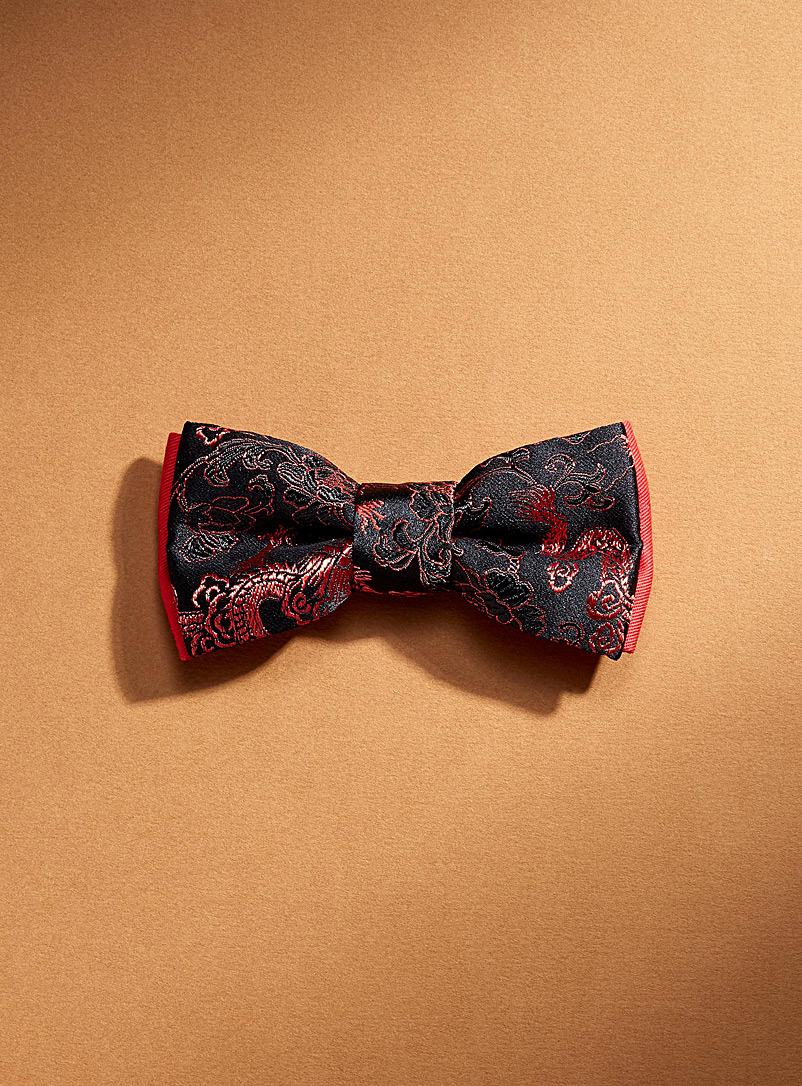Coo-Mon Black Red dragon bow tie