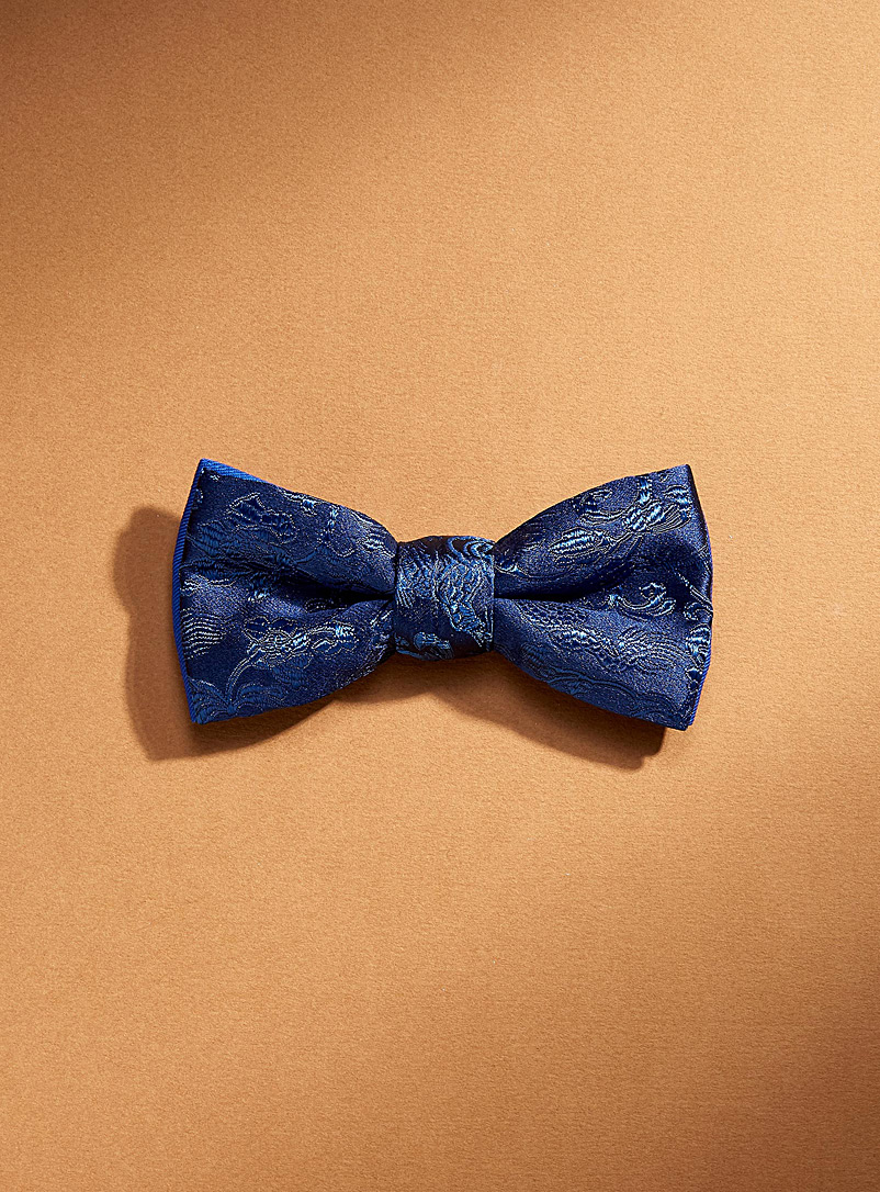 Coo-Mon Marine Blue Blue flower bow tie