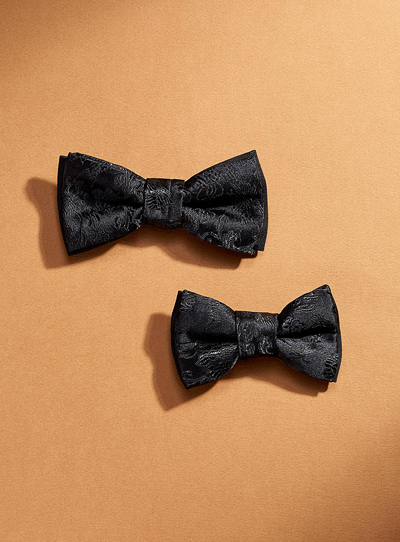 Coo-Mon Black Father and son monochrome flower bow ties