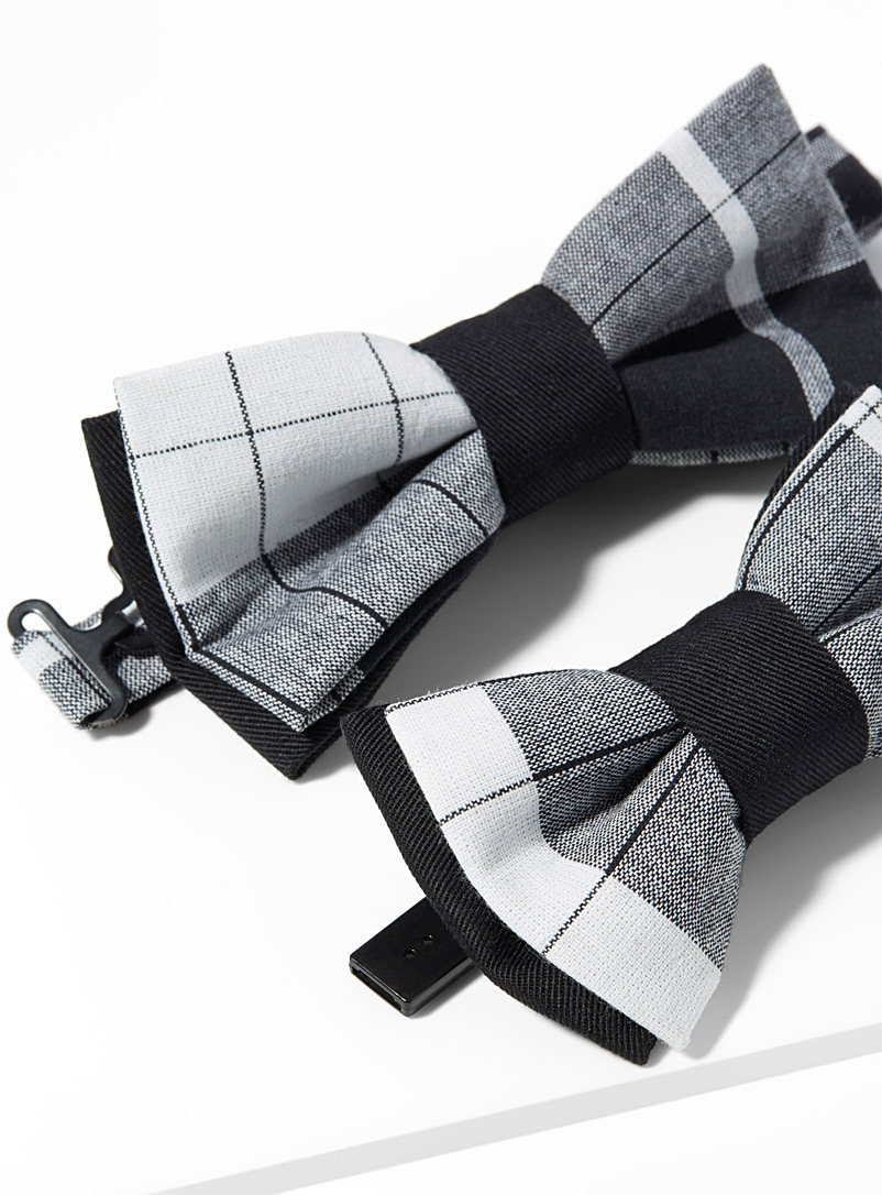 Coo-Mon Black and White Father and son madras bow ties