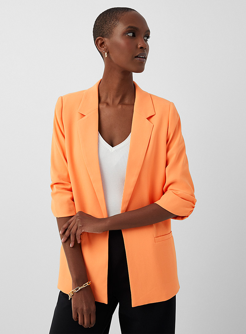 Soaked in Luxury Orange Shirley fluid gathered-sleeve blazer for women