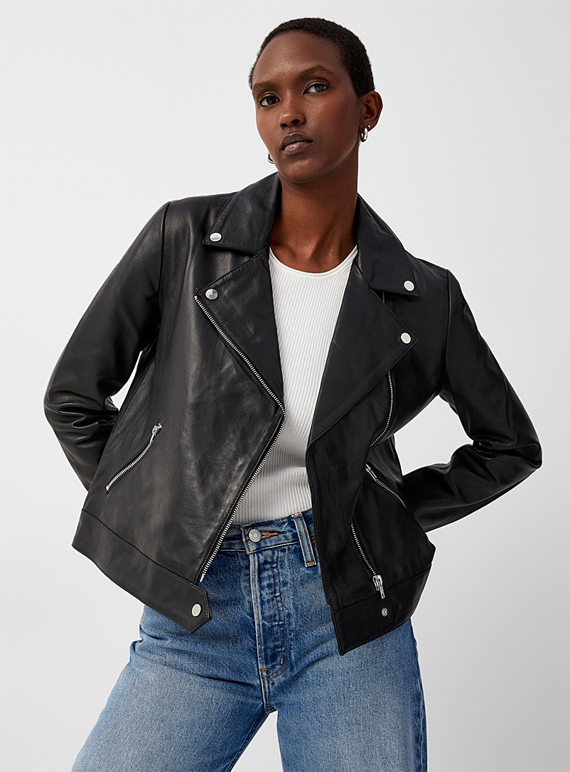 Soaked in Luxury Black Maeve leather jacket for women