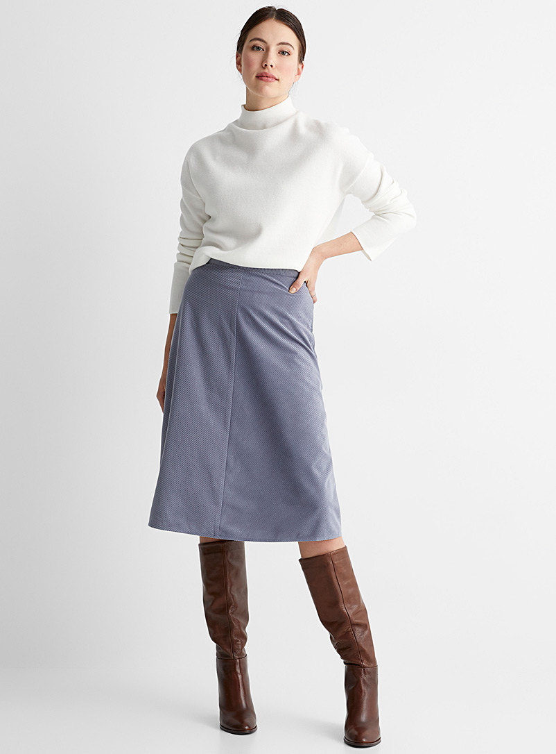 Soaked in Luxury Blue Slilia corduroy midi skirt for women
