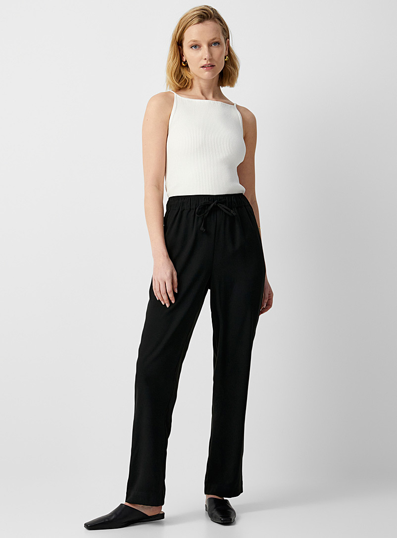 Soaked in Luxury Black Shirley elastic-waist flowy pant for women